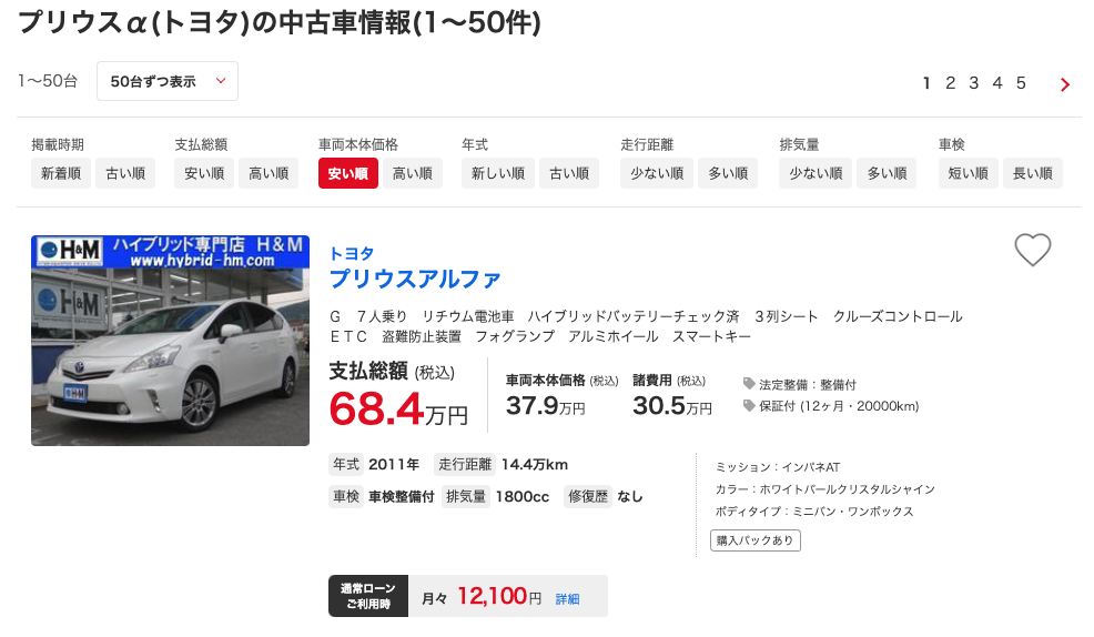 プリウスα 中古